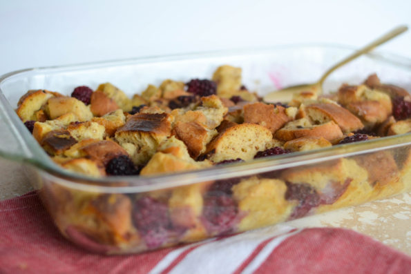 overnight french toast with blackberries