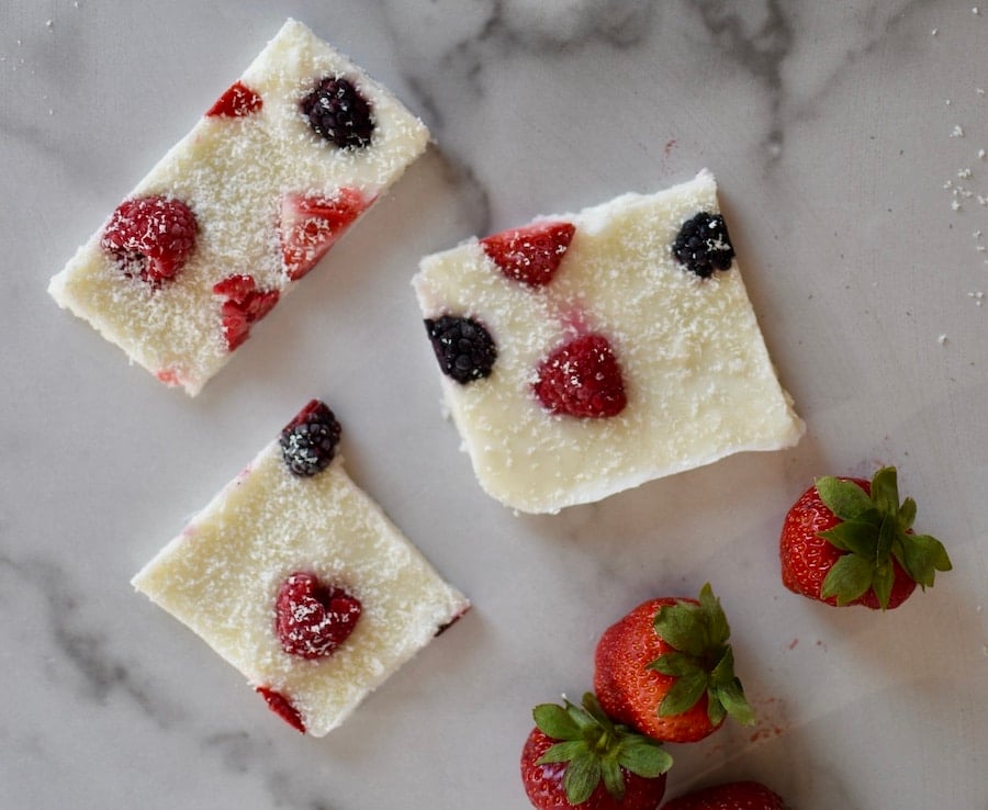 yogurt bark on white counter