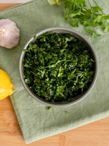 gremolata on napkin