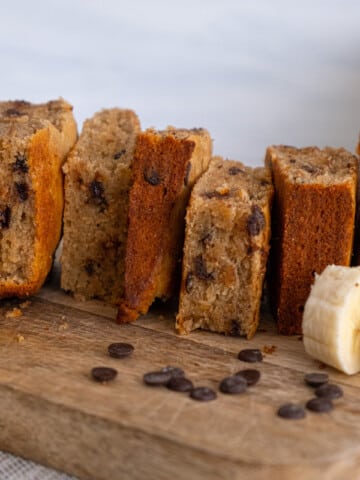 chocolate chip banana bars on cutting board
