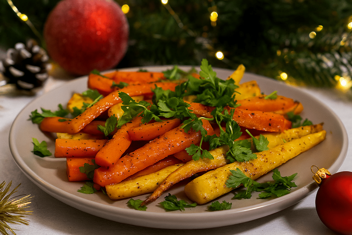 vegetables with christmas decor