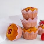 banana and berry muffins stacked