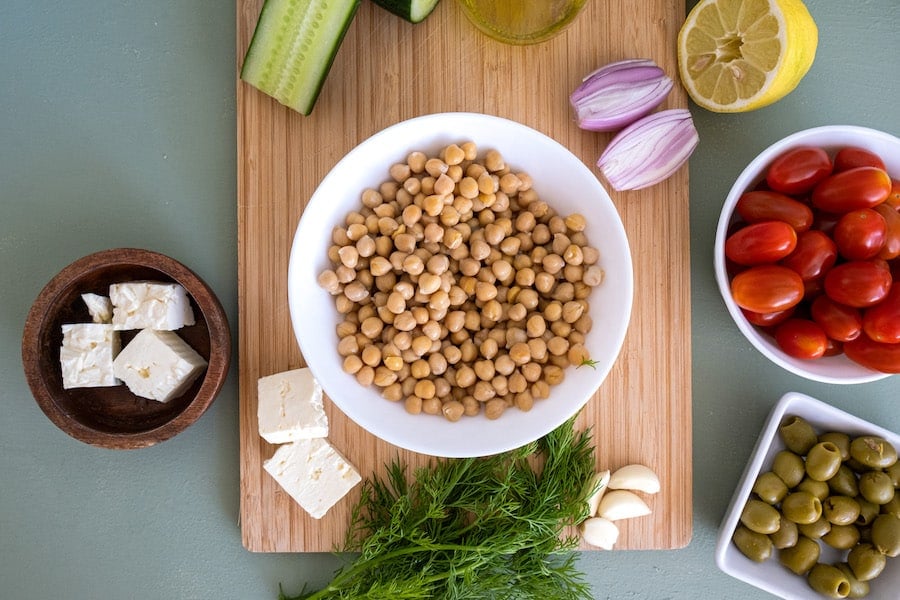 ingredients for chickpea salad
